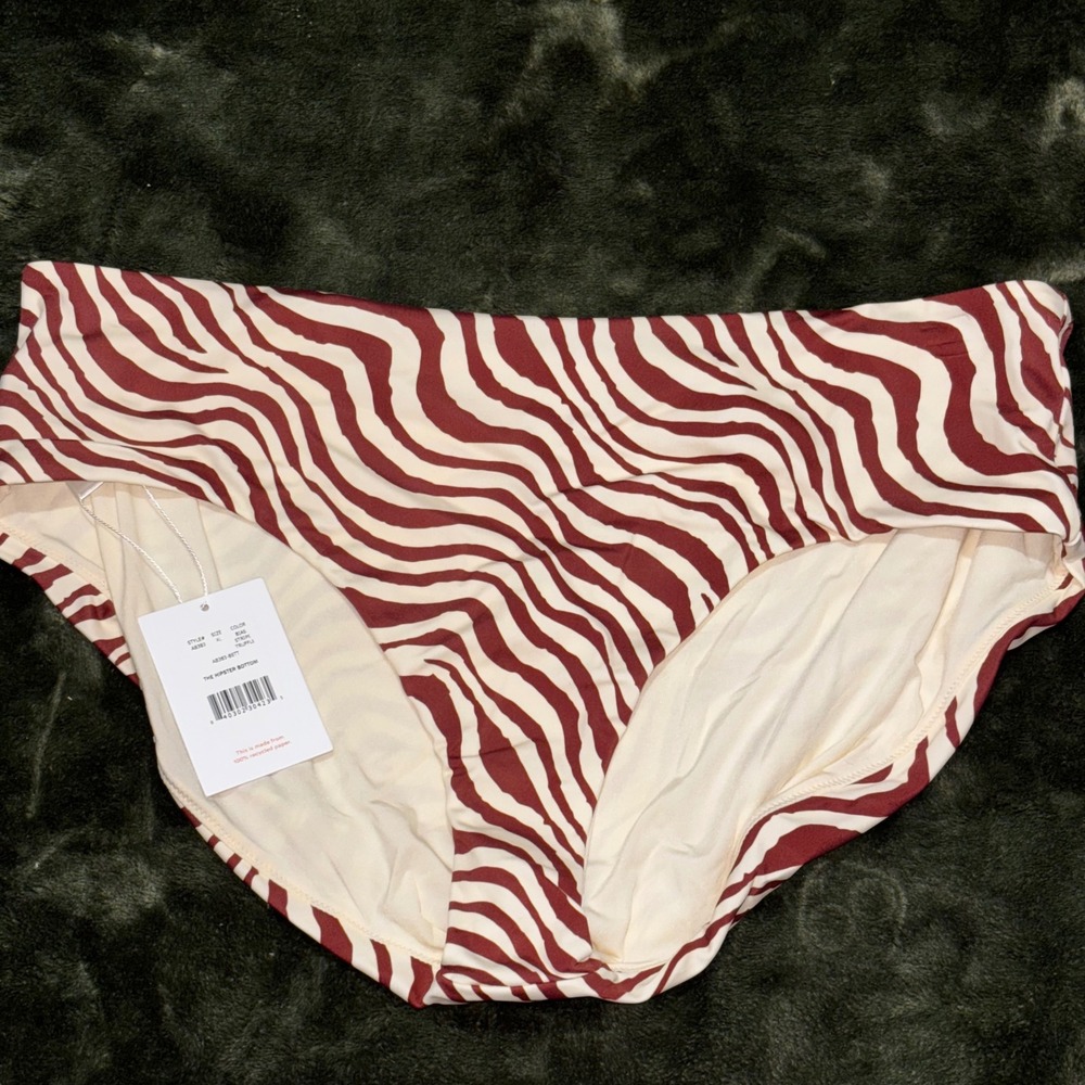 Andie XL Bias Stripe Truffleā Hipster Bottom Swimsuit Bikini Bottoms